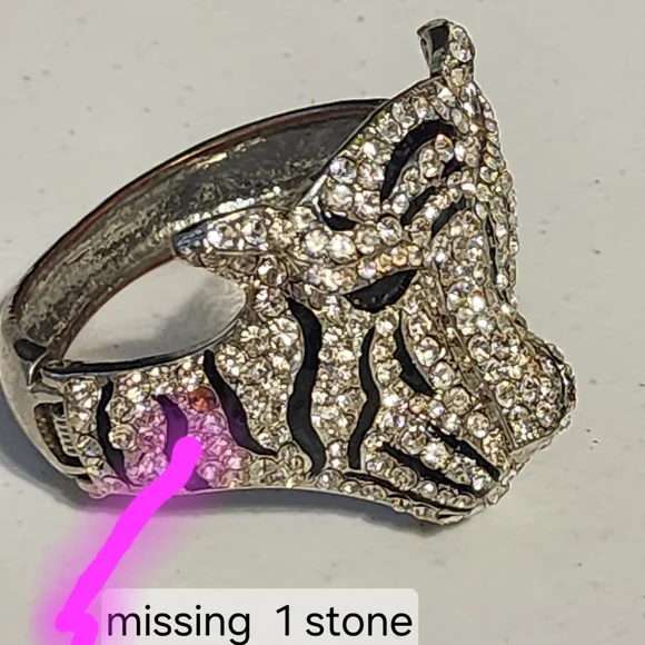 Bold Gold Chunky Knot Red Silver Tone Necklace Tiger Rhinestone Bracelets Huge - Picture 4 of 16